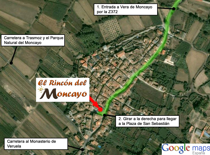 Cómo llegar a 'El rincón del Moncayo' entrando a Vera de Moncayo por carretera